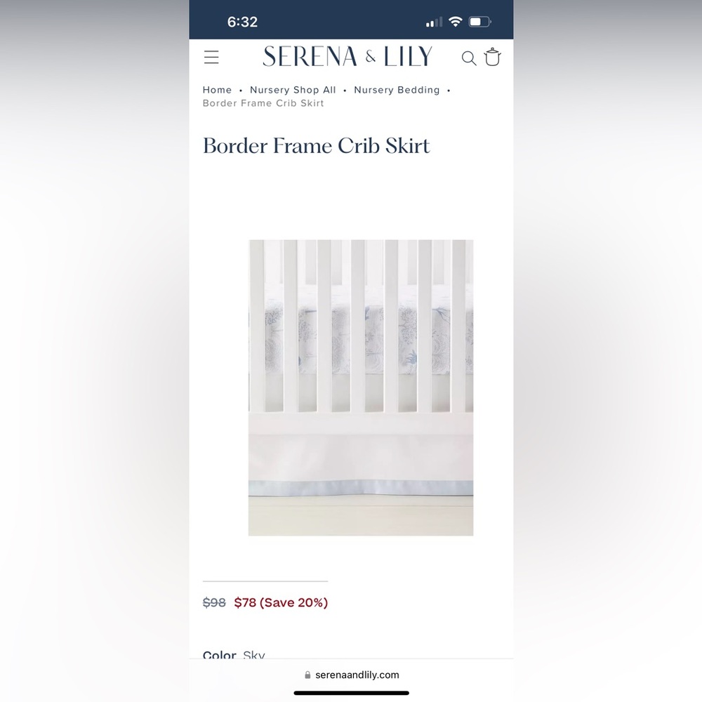 Serena and Lily Crib Skirt in Sky